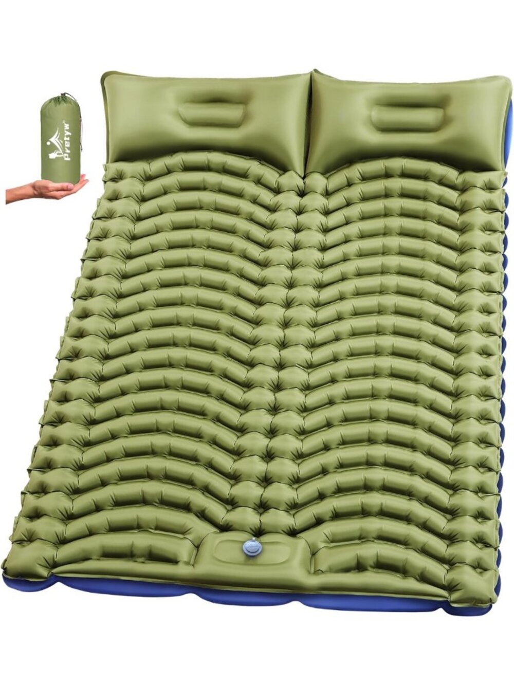 Cozy Double Camping Sleeping Pad with Pillow & Foot Pump - Lightweight
